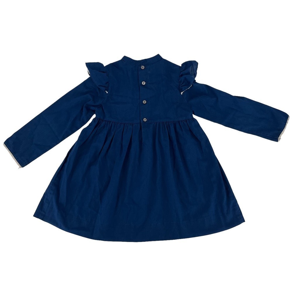 Vintage Girl’s Prairie Dress Smocked Floral JC Penney Navy Blue Size 6 - Picture 4 of 7